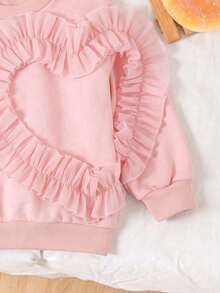 Girls' Cute Heart Pattern Pink Long Sleeve Pullover Sweatshirt For Spring And Autumn - Pink - View 6