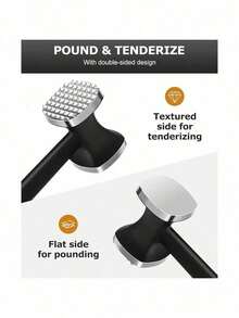 1pc, Meat Tenderizer Hammer, Metal Meat Tenderizer, For Home Use, Meat Tenderizing Tool, Meat Pounder, Kitchen Supplies, Kitchen Gadget - Silver - View 4