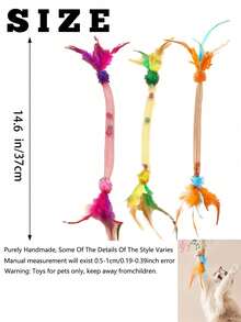 Flexible Elastic Mesh Cat Toy With Colorful Feather Ball And Built-In Bell Beads, Stimulates Cat Instincts And Provides Entertainment, Holiday Gift Indoor Cat Pet Supplies - View 7