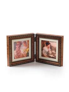1pc Folding Hinge Photo Frame, Holds 2 Square 4x4 Inch Photos, Vintage Elegant Desktop Photo Display Frame, Suitable For Wedding, Holiday, Party Events, Living Room, Bedroom And Other Home Decor, Creative Gift For Friends And Family - Multicolor - View 13