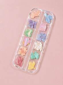 12 Couleurs Décorations d'Art des Ongles en Coquillage 3D Accessoires d'Art des Ongles en Coquillage Couleur Aléatoire Fournitures d'Art des Ongles DIY Charmes pour Ongles - Multicolore - Voir 2