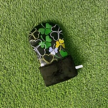 Colorful Lucky Clover Golf Club Headcover, Dark Base With Fresh Floral Leaf Design, Golf Accessory - Black - View 5