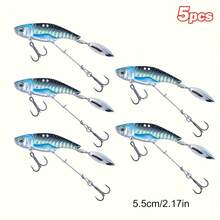 GOTURE 5pcs Long Tail Vibrating Lure, Laser Coating, Streamlined Design, Large Swing Action, 3 Hooks, Double Hook Configuration, Suitable For Sea Bass And Bass Fishing - Multicolor - View 12