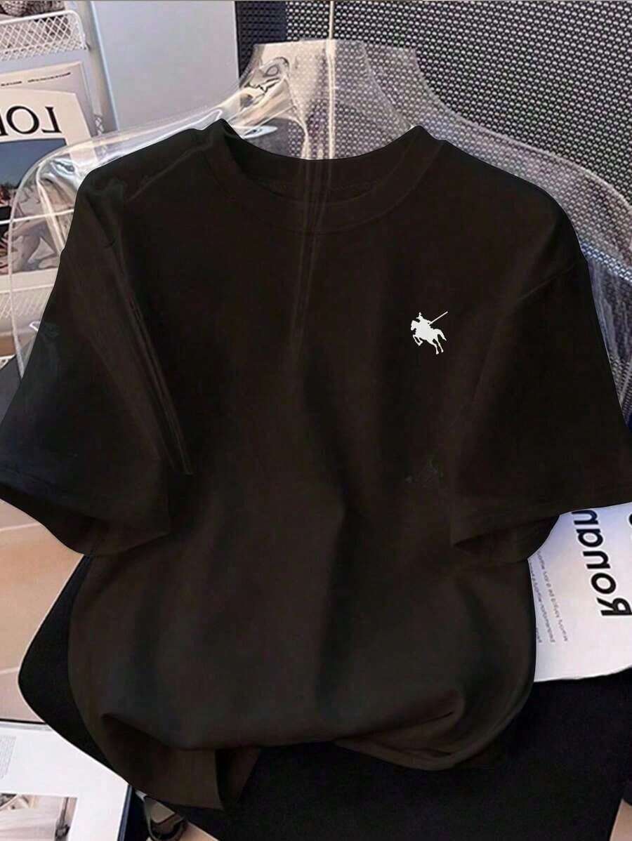 Una Camiseta Casual de Manga Corta con Estampado de Caballo Galopando - Multicolor - Ver 1