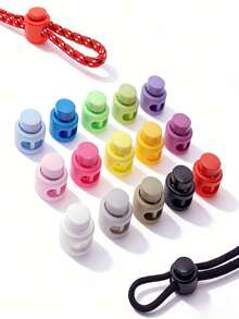10/50/100pcs Colorful Dual-Hole Spring Buckle Non-Slip Nylon Fasteners, Suitable For Luggage, Shoelace Adjustment, Jacket Elastic Cord Buckle, Clothing Buttons, Multiple Colors, Multiple Materials - A - View 6