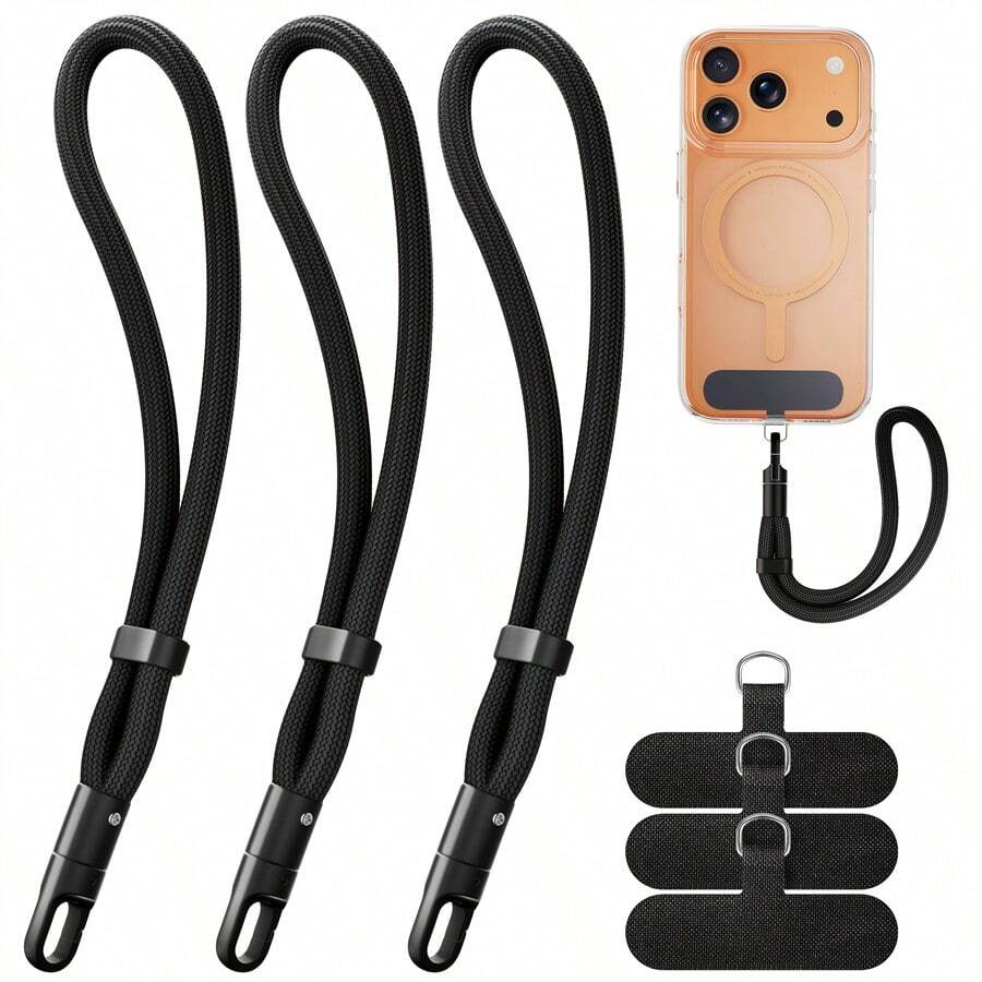 2pcs Wrist Strap, Adjustable Phone Strap, Phone Safety Buckle, Strap Buckle, Sturdy Material, Easy To Clean, Suitable For Smartphones - Black, Essential Item For Going Out