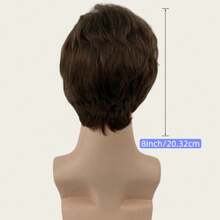 Men Dark Brown Layered Short Wig Natural Fluffy Wavy Hair Realistic Breathable Wigs For Daily Dating Party Cosplay - Brown - View 5