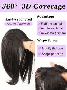3D Bangs Invisible Seamless Head Hair Water Ripple Hair Air Bangs Head Overhead Natural Gourd Inner Net Hook And Loop Replacement Block Cover White Hair No-Card Frontal Wig Piece Thin Lightweight Hair Parting Instant Volume Increase Fake Hair For Women - Multicolor - View 8