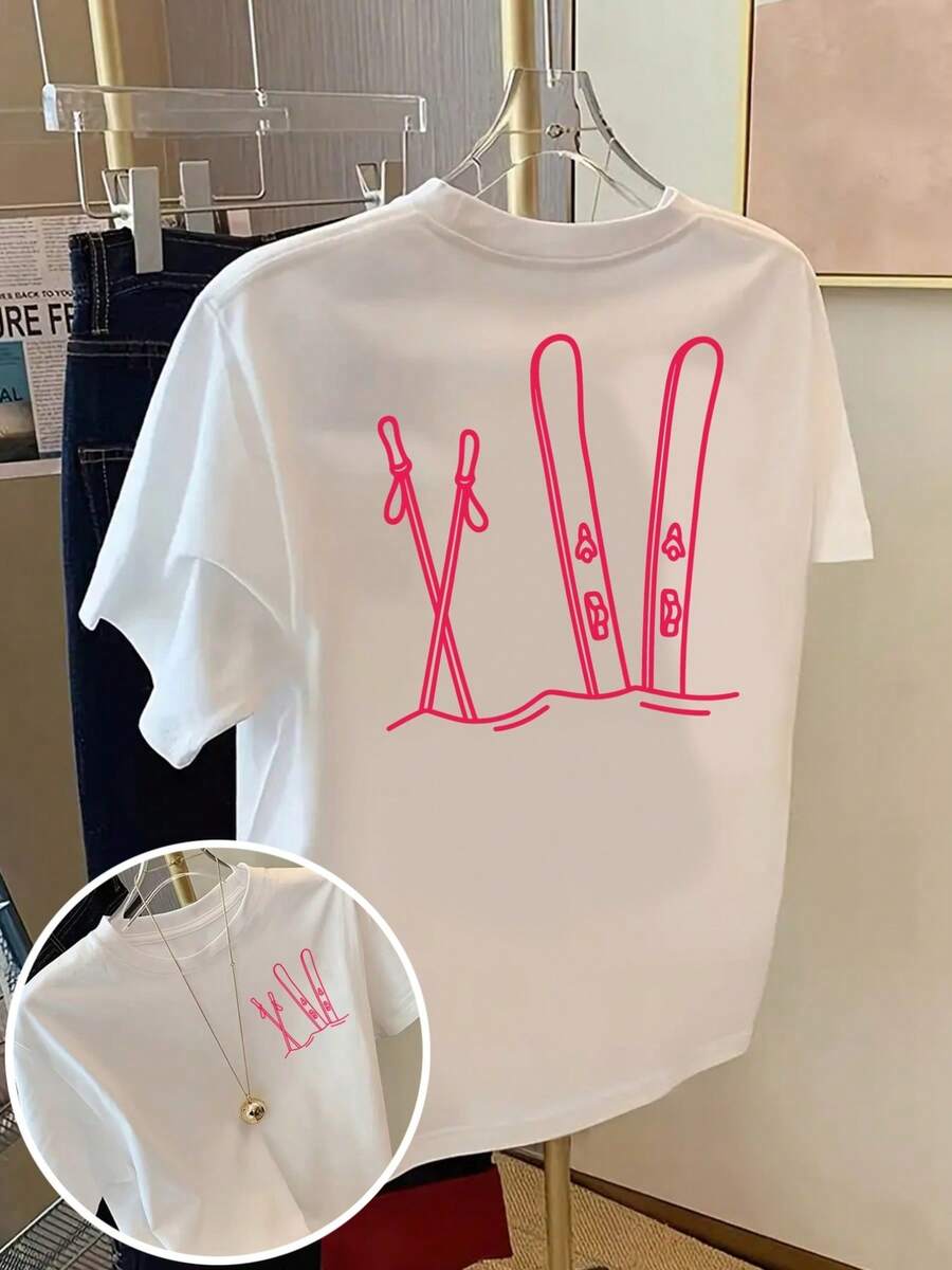 Camiseta de verano estampada de manga corta para mujer, top para mujer, tejido de algodón puro, corte regular blusas para mujer playeras de mujer blusas casuales para dama conjuntos de mujer - Blanco - Ver 1
