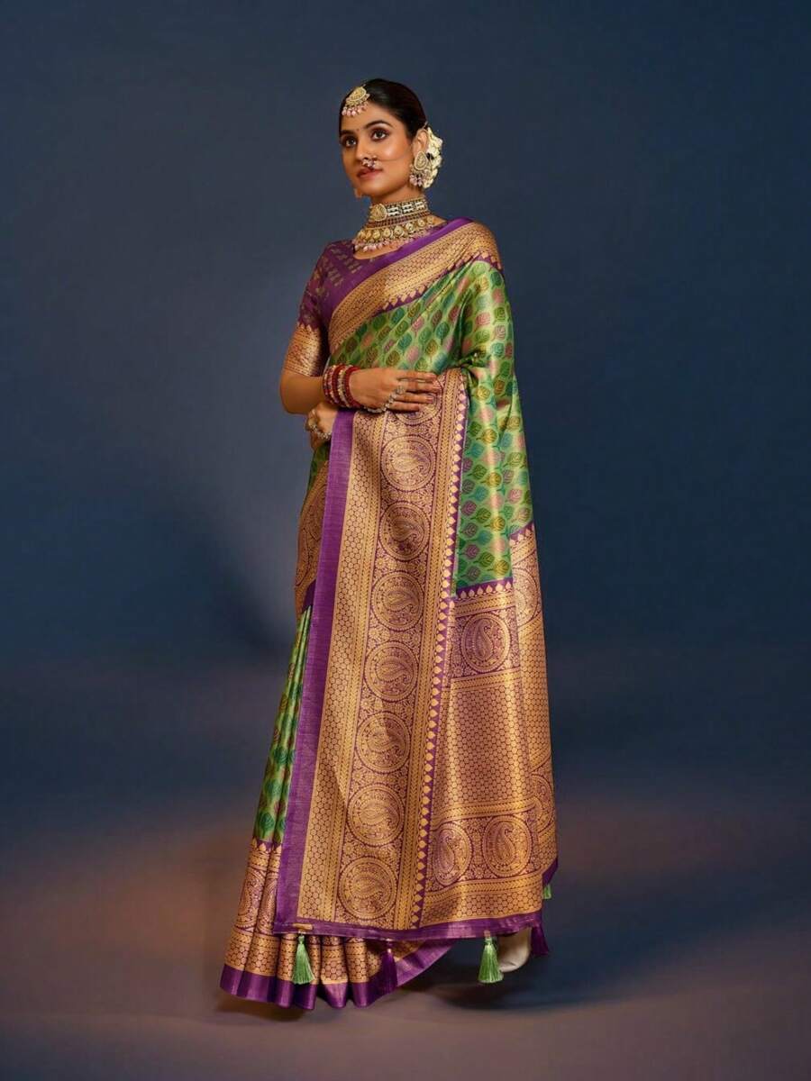 Traditional Saree, Cultural Wear For Women, Ju16 - 彩色 - 查看 1