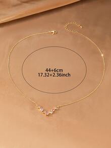 1pc Elegant Luxury Floral Branch Leaf Pendant Necklace, Sparkling Cubic Zirconia, Women Girls Daily Commute Date Versatile Neck Accessory, Ramadan Eid Al-Adha Valentine's Day Gift - Multicolor - View 8