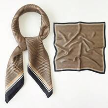1 pieza Pañuelo cuadrado de 70cm con estampado geométrico de seda sintética, bufanda de cuello casual y de moda callejera unisex, diadema, banda para el cabello, pañuelo decorativo de protección solar para exteriores, perfecto para estilizar tu look. Bufanda de mujer, pañuelo, pañuelo de mano, bufanda para el cabello, bufanda de seda, bufanda de cuello, chal de mujer, mujer usando pañuelo, pañuelo vaquero, accesorio de motocicleta, pañuelo de estilo campestre - Multicolor - Ver 2