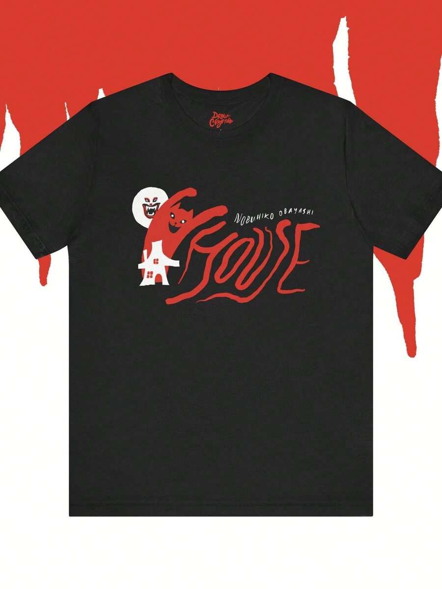 250th Anniversary House Hausu 1977 T-Shirt Unisex Jersey Kurzarm Vintage Japanischer Kult Horror T-Shirt Weiche Designer Kleidung Bequeme Lässige Mode - Schwarz - Übersicht 1