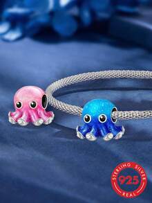 1件时尚925纯银闪亮章鱼吊坠珠子饰品，适合女士手链DIY - 章魚 - 查看 2