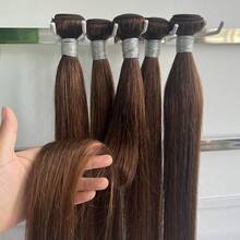 BINF Chocolate Brown Straight Bundles Human Hair Color 4 Straight Brazilian Virgin Human Hair Weave For Women Daily Use Double Weft No Shedding - S4 - View 6
