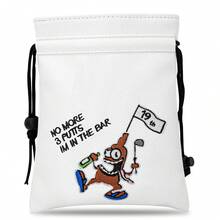 Pirate Pattern Golf Bag With Drawstring Design, Portable And Durable Faux PU Golf Ball And Tee Storage Bag, High-Quality Accessory For Men Golfers, Perfect Gift Choice - Multicolor - View 2
