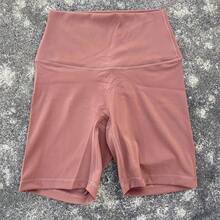Solid Color Women's Fitness Sports High Waist Yoga Short Leg Cycling Full Body Workout Jog Squat Proof Inner Pocket - 玫瑰紅 - 查看 1