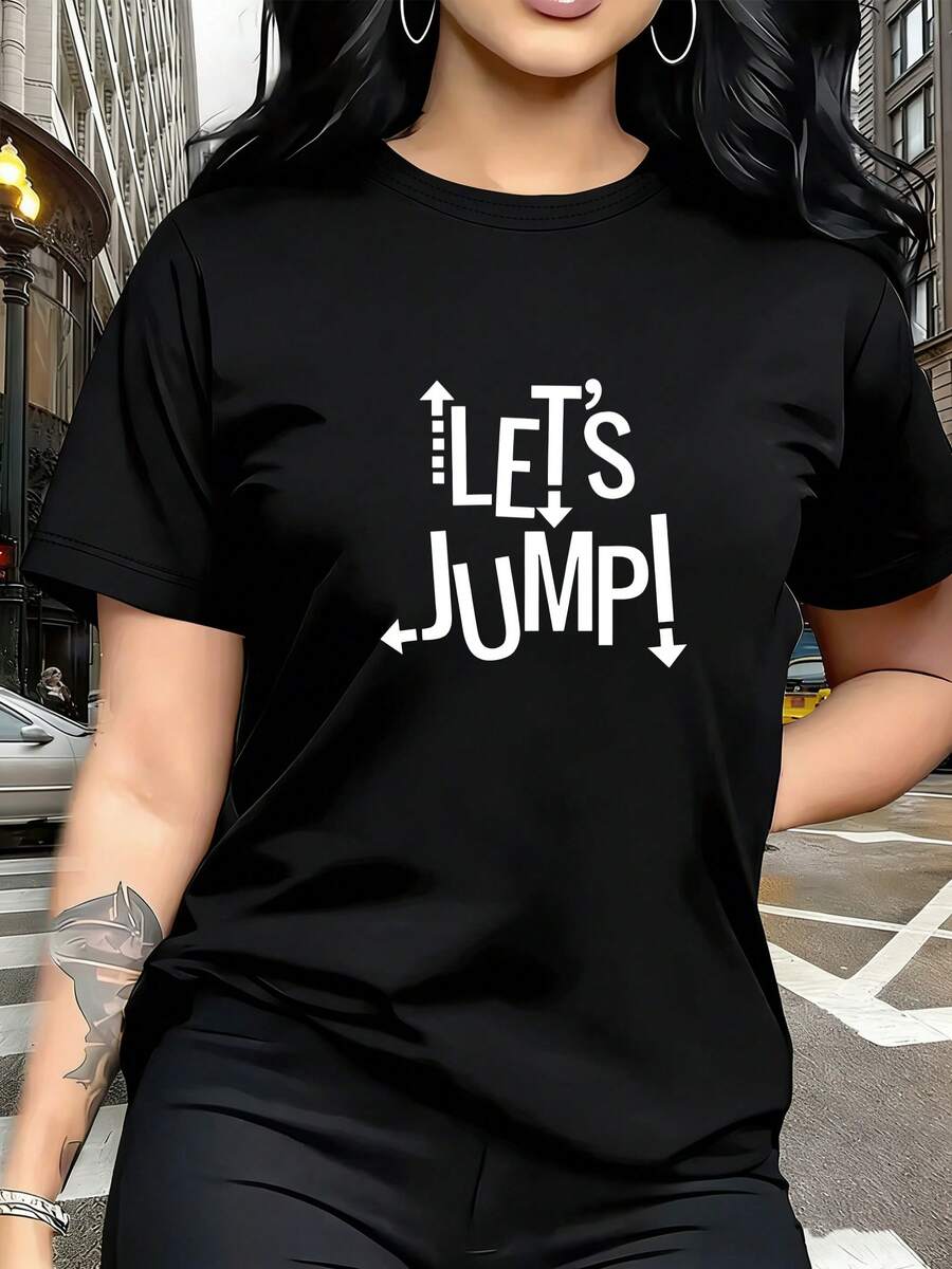 100% Pure Cotton, Y2K Bohemian Style, Modern Fashion, Women's Short-Sleeved Crew Neck T-Shirt, Casual And Comfortable, Women's Spring And Summer Casual Sportswear, Size S - 黑色 - 查看 1