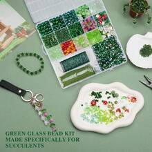 1100pcs Set/50pcs Loose Beads Green Tone Beading Kit, For DIY Bracelets, Necklaces, Earrings, Loose Beads, Wallet Charms, Phone Charms, Bag Charms, Home Decor, Eternal Plant Flower Bead Making Colorful Set (Random Color) - Multicolor - View 2