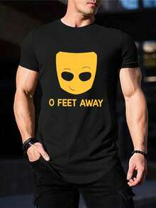 Funny Grindr-Inspired Gay Pride T-Shirt For Men - '0 Feet Away' Graphic Tee - Novelty LGBTQ+ Summer Casual Top For Young People - Crew Neck - 黑色 - 查看 1