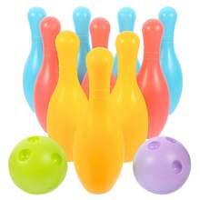 1/2 Sets Plastic Bowling Set, 10 Colorful Bowling Pins & 2 Bowling Balls, Mini Indoor Outdoor Sport Bowling Game, Educational Activity For Backyard Party, Birthday Gift, Classroom & Family Interactive Game Supplies - Multicolor - View 3