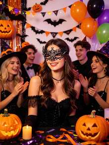 1pc Wedding Halloween Mask Eye Cover, Black Starry Rhinestone Mask, Adult Women Party Eye Accessory, Masquerade Ball Accessory, Party Gathering Photo Prop, Holiday Costume Prop, Suitable For Halloween, Bride, Evening Party, Masquerade Ball, Holiday Party, Cosplay - Multicolor - View 6