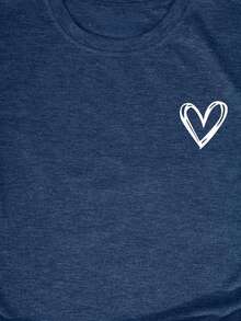 Camiseta casual de mujer de cuello redondo y manga corta G4GC - Azul Marino - Ver 6
