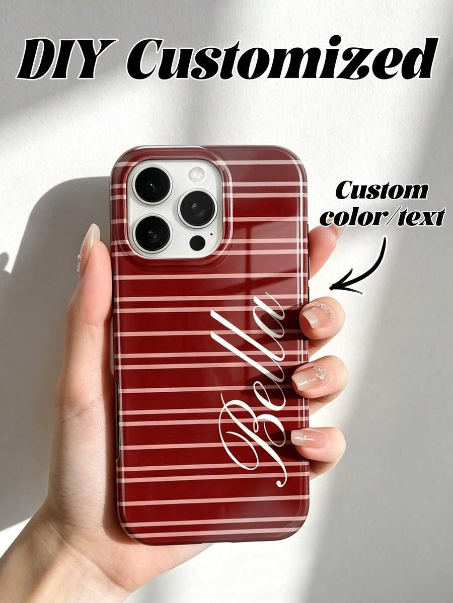 1 pièce Étui de téléphone personnalisé, plusieurs couleurs disponibles, convient pour la gravure de nom et la personnalisation d'anniversaire, comprend une coque en film mat et une base de coque rigide à couverture complète 2-en-1, étui de téléphone personnalisé avec signature, style minimaliste, compatible avec iPhone 17Pro Max, 17e, Air, 16, 15, 14, 13, 12, 11, PRO Max, parfait comme cadeau pour les amis - Multicolore - Voir 1