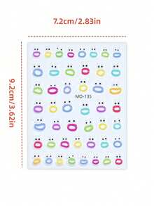 1pc Big Mouth Monster Relief Nail Sticker 3D Jelly Big Mouth Monster Eyes Face Cartoon Nail Art Sticker - Multicolor - View 12
