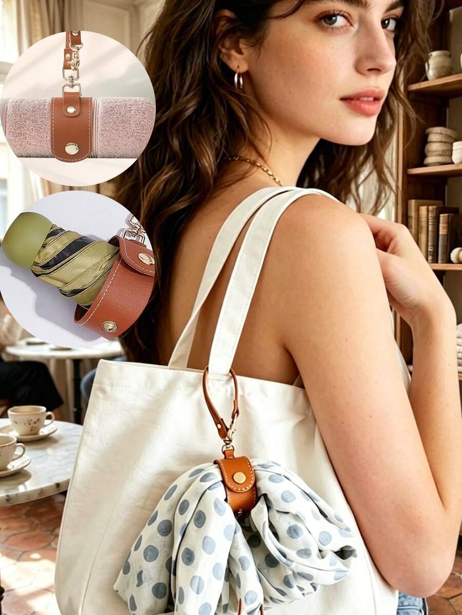 Multifunctional Keychain Accessory For Women's Handbag, Leather Strap With Adjustable Length, Perfect For Outdoor Travel And Bicycle Storage - Multicolor - View 1