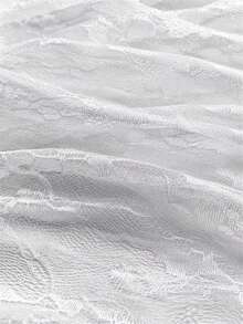 White Floral Lace Fabric Transparent Mesh Tulle, Vintage Floral Hollow Lace Fabric, Suitable For Wedding Dress, Curtains, Tablecloth, Photography Background, DIY Sewing Crafts, Bridal Veil, Clothing Decoration, Soft Transparent Lace Material, Sold By Yard - 1 - View 8