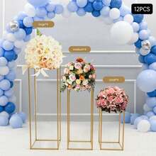 12 Pcs Metal Flower Stand With Hammer,Wedding Centerpieces,Party Decor, 3 Sizes - 1 - View 1