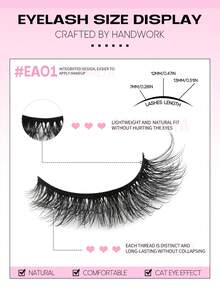 GROINNEYA 7 paires de faux cils en vison synthétique œil de chat naturel, cils croisés duveteux, cils volumineux vaporeux, cils œil de chat allongés, faux cils réutilisables et confortables, maquillage beauté, parfaits pour les photos - Noir - Voir 5