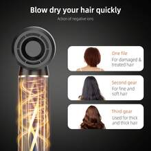 6-In-1 Multifunctional Hot Air Brush, Hair Dryer Curling Straightening Styling Brush, Long Lasting Hairstyle, For All Hair Types, Unisex, Home Salon Travel Use, Ideal Holiday Gift   Hair Accessories/Hair Curler/Hair Tools/Curling Iron/Hair Stuff - Black - View 12
