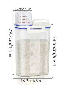 Slim Storage Bottle Plastic With Handle Double Latches And Pour Spout 2.5L Large Capacity Kitchen Inside Cabinet Refrigerator Door Gap Storage Cereal Container Airtight Food Keeper Bin Pantry Organization - Transparent - Übersicht 2