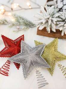 Christmas Tree Top Star, Glittery 3D Five-Pointed Star Christmas Hanging Ornament, Holiday Atmosphere Decor, Christmas Party Decoration Prop, Photography Backdrop Prop, Scene And Home Decor, Suitable For Christmas Tabletop, Fireplace Decoration - View 7