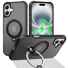 Phone Case: Compatible With IPhone 17 Pro Max Air / 15 / 14 / 16 Plus; Supports Magnetic Attachment And Features An Anti-Slip, Semi-Transparent Design. - 黑色 - 查看 3