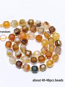 Natural Stone Colorful Faceted Square Beads, Faceted Square Loose Spaced Beads For Jewelry Making Diy Unique Bracelets, Necklaces, Earrings Crafts - Multicolor - View 15