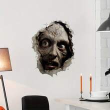 1/3 piezas Pegatinas de pared con cara de zombi agrietada y aterradora, calcomanías removibles e impermeables de pared rota de terror, decoración de casa embrujada espeluznante para Halloween, dormitorio, puerta, interior del hogar, regalo - Pegatinas de terror - Ver 2