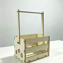 木製手提收納籃 25*16*12cm 嬰兒襪子與桌面小物品收納盒 - 墨綠色 - 查看 2