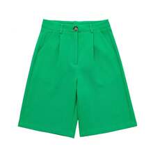Pantalones de Traje para Mujer, Estilo Casual Europeo y Americano, Color Sólido, Corte Holgado, Moda Sencilla, Novedad 2026 - Verde - Ver 1