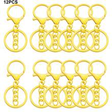 12 piezas Ganchos de langosta de aleación con resorte, llaveros de metal multifunción con cadena y anillos de llave planos, adecuados para manualidades DIY de llaveros, decoración de colgantes para mochilas, carteras, bolsos, regalos festivos (10 colores disponibles) - cierre de mosquetón de cadena - Ver 13