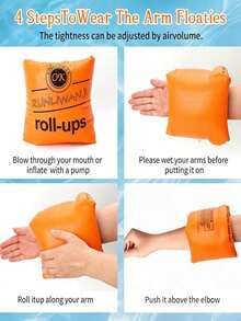 Adult Arm Floats, Inflatable Swimming Arm Floats, Rollable Arm Floats, Includes Air Pump, Swimming Pool Water Sports Party Safety Arm Floats - Multicolor - View 5