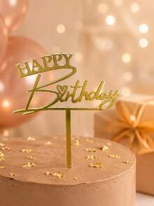 3 PIEZAS Adorno de Pastel de Acrílico PMMA con Corazón Pequeño Feliz Cumpleaños, Decoración de Pastel con Fuente Mixta de Oro Espejo, Adorno Dulce y Romántico para Ambiente de Fiesta de Cumpleaños, Suministros de Repostería y Postres, Decoración de Mesa de Pastel, Accesorio de Repostería para Cocina del Hogar, Regalo de Decoración para Celebración de Cumpleaños - A - Ver 3