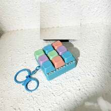 Juguete de botón de liberación de presión de cubo de 9 teclas, colgante de teclado creativo para decoración de bolso, llavero de coche, amuleto de bolso, accesorio de llavero, diseño de teclado, llavero de punta de dedo para adultos, llavero sensible a la presión, llavero calmante, llavero de cremallera para relajación y concentración - multicolor - Ver 26