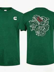 Camiseta estampada para hombre, ligera, transpirable, cómoda y versátil. 100% algodón, fresca y aireada, lavable a máquina. Ropa de verano con estilo urbano y moderno. - Verde - Ver 1
