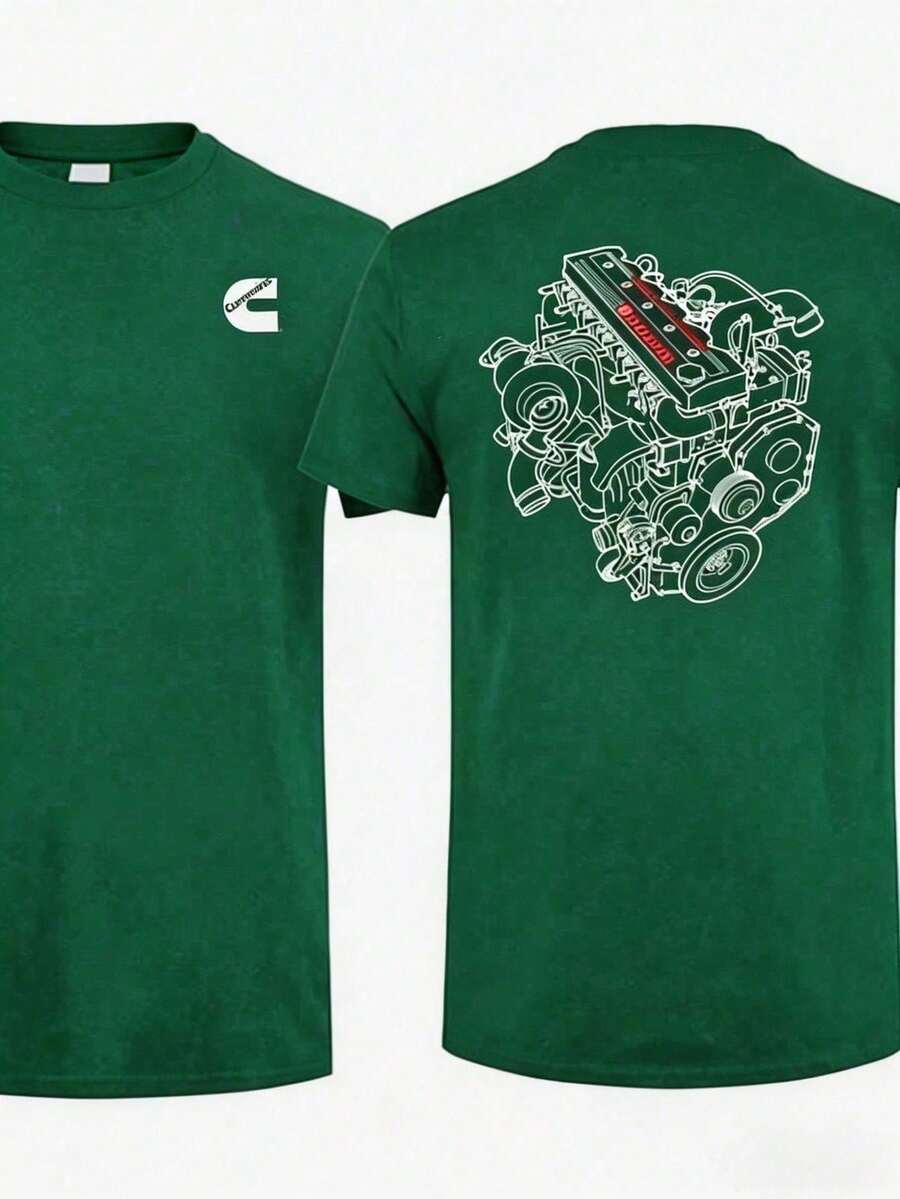Camiseta estampada para hombre, ligera, transpirable, cómoda y versátil. 100% algodón, fresca y aireada, lavable a máquina. Ropa de verano con estilo urbano y moderno. - Verde - Ver 1