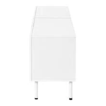 TV Stand/Living Room Side Table With Curved Lines In Three Dimensions, Four Doors, Two Separate Storage Compartments, Metal Legs. - 白色 - 查看 8