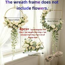 4pcs Metal Floral Wreath Wall Decor Set, No Flowers Included, 7.87 Inch Gold Round Square Triangle Hanging Wreath Frames, With 5m Jute Rope, Bohemian Style Geometric Iron Ring Wall Decor, Suitable For Wedding, Window, Door, Nursery, Bedroom, Home Indoor And Outdoor DIY Floral Decoration - View 5