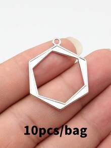 10 buah liontin heksagonal geometris berongga berdesain menarik ukuran 35x27mm untuk pembuatan perhiasan, kalung, gantungan kunci, rantai ponsel, dan aksesoris gelang. - segi enam - View 17
